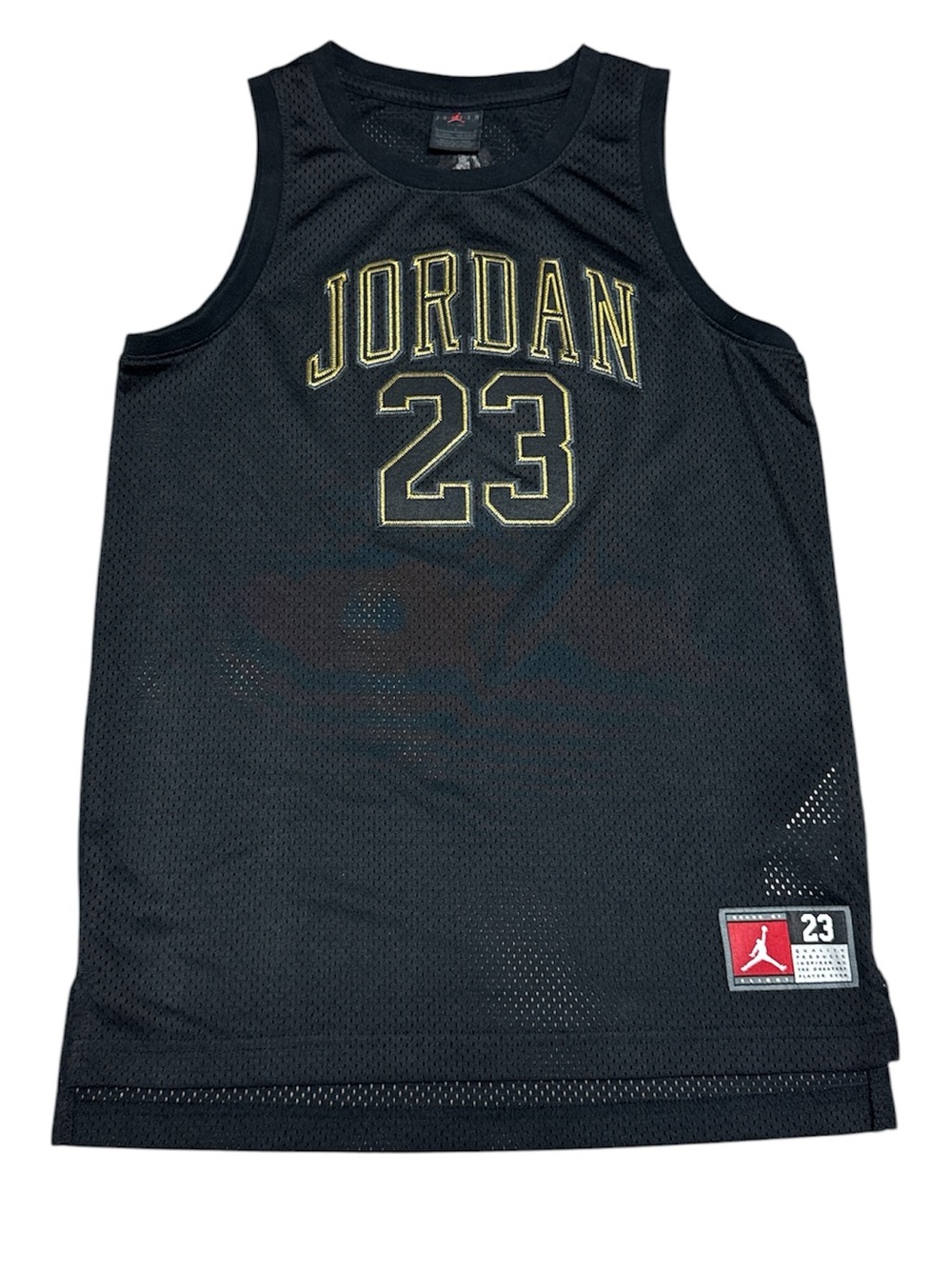 Jordan Black Mesh Jersey Gold Trim Sleeveless Youth Large 12-13 Years Athletic